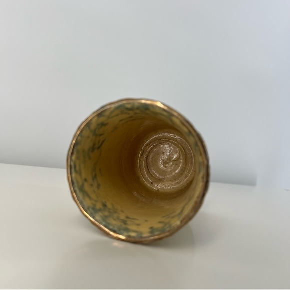 Vintage Small Blue Yellow Spongeware Stoneware Pitcher Vase Ceramic Piece - Picture 8 of 16